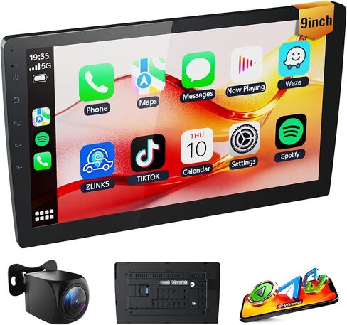 Huadio 9 Inch Universal Double Din Car Stereo with Wireless Apple CarPlay & Android Auto, Android 13 Touch Screen Car Radio, 2GB+64GB, CarPlay Screen for Car, GPS, Bluetooth, WiFi, Backup Camera in Saudi Arabia