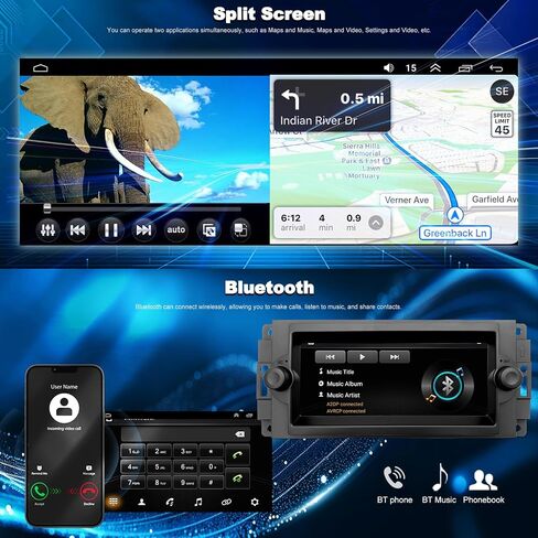 Radio Upgrade for Dodge Ram 1500/2500/3500 2006-2008, Jeep Compass Patriot 2007-2008, Grand Cherokee 2005-2007, Chrysler 300/300c 2005-2007, Wireless CarPlay Android 6.86" Stereo Back Camera WiFi GPS in Kuwait