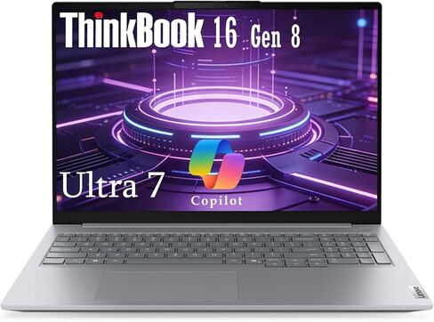 Lenovo ThinkBook 16 Gen 8 Business Laptop, 16" WUXGA IPS Display, Intel Core Ultra 7 255H, 16GB DDR5 RAM, 512GB PCIe SSD, Fingerprint Reader, Copilot AI PC Office 365 for Web, Arctic Grey Windows 11 P in Kuwait