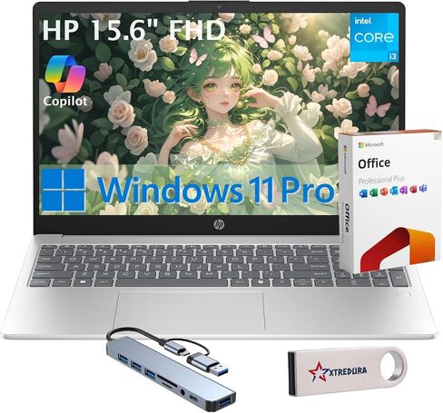 HP 15.6" FHD Laptop, Win 11 Pro, Intel 8 Core i3-N305, 16GB RAM, 512GB SSD in Kuwait