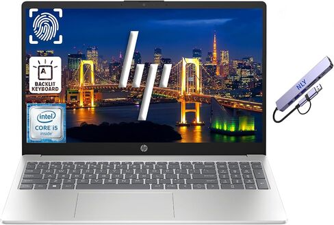 HP 15.6" Business Laptop Computer with AI Copilot, Intel 10-Core i5-1334U Processor, 16GB RAM 768GB Storage (256GB SSD+512GB External Docking Set), Win 11 Pro, FP Reader, Backlit Keyboard, Silver in Kuwait
