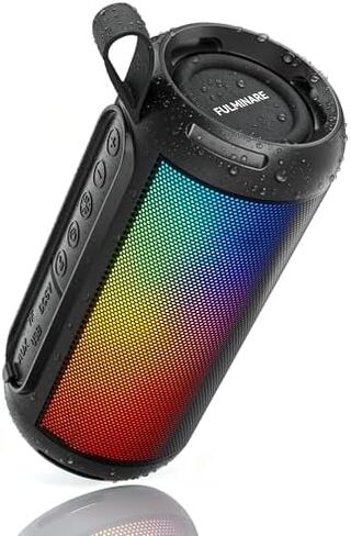 FULMINARE Bluetooth Speaker Wireless TWS Pairing 26W HD Loud Stereo Portable Bluetooth Speakers 6.0 with 16H Playtime, RGB LED Light, IPX5 Waterproof for Home Outdoor Party Gift Black in Kuwait