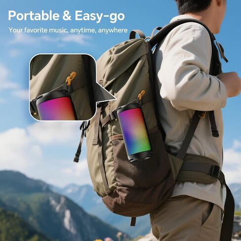 FULMINARE Bluetooth Speaker Wireless TWS Pairing 26W HD Loud Stereo Portable Bluetooth Speakers 6.0 with 16H Playtime, RGB LED Light, IPX5 Waterproof for Home Outdoor Party Gift Black in Kuwait