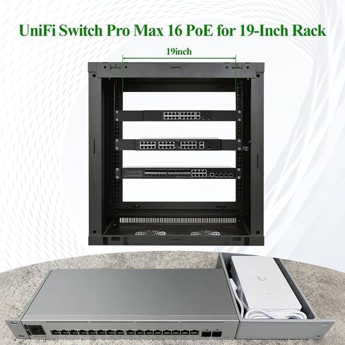 Rack Mount for UniFi Switch Pro Max 16 PoE, 19-Inch Server Rack Shelf, 1U Secure Network Switch Mount with Enhanced Airflow in Kuwait