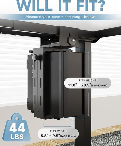 Under Desk PC Mount, No Drill Adjustable Computer Mount for Standing Desk in Kuwait