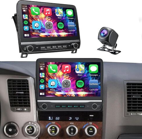 Plug&Play 4G+64G Android 15 Car Radio for Toyota Tundra 2007-2013/Sequoia 2008-2018,10.1 Inch Tundra/Sequoia Stereo with CarplayAndroid Auto BT/GPS/Backup Camera/Physical Knobs and Multi Touch in Kuwait