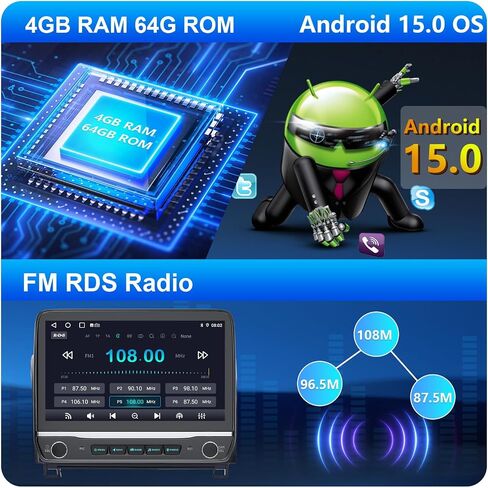 Plug&Play 4G+64G Android 15 Car Radio for Toyota Tundra 2007-2013/Sequoia 2008-2018,10.1 Inch Tundra/Sequoia Stereo with CarplayAndroid Auto BT/GPS/Backup Camera/Physical Knobs and Multi Touch in Kuwait