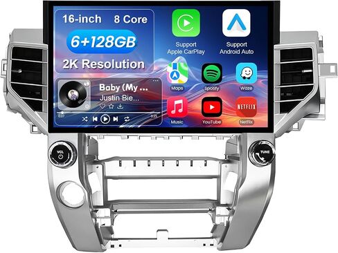 16-Inch 8 Core 6+128GB Car Radio Stereo for 2014-2021 Toyota Tundra, Plug and Play Android 13 Head Unit with Wireless CarPlay/Android Auto/2K Touch Screen/4G LTE/5Ghz WiFi in Kuwait