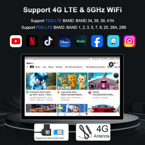 16-Inch 8 Core 6+128GB Car Radio Stereo for 2014-2021 Toyota Tundra, Plug and Play Android 13 Head Unit with Wireless CarPlay/Android Auto/2K Touch Screen/4G LTE/5Ghz WiFi in Kuwait