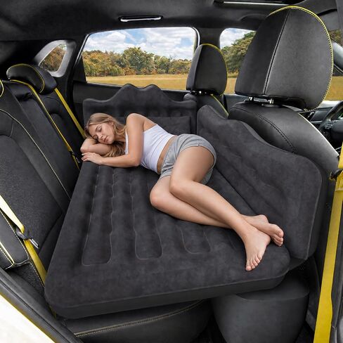 Back Seat Car Air Mattress: Inflatable SUV Car Camping Bed for Truck Van, Thickened Double-Sided Flocking Travel Car Sleeping Pad with Air Pump 2 Pillows in Kuwait