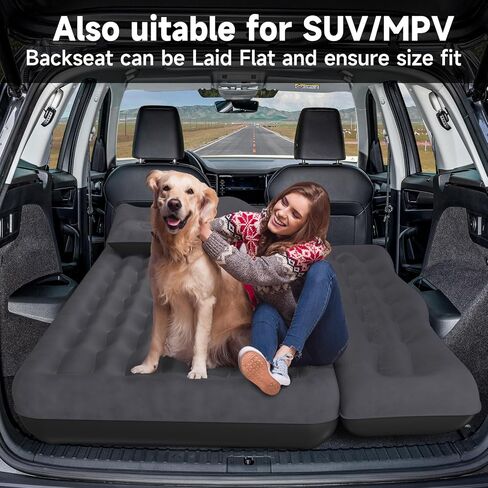 Back Seat Car Air Mattress: Inflatable SUV Car Camping Bed for Truck Van, Thickened Double-Sided Flocking Travel Car Sleeping Pad with Air Pump 2 Pillows in Kuwait