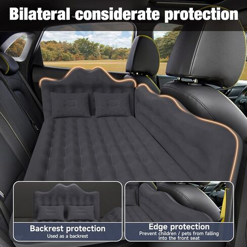 Back Seat Car Air Mattress: Inflatable SUV Car Camping Bed for Truck Van, Thickened Double-Sided Flocking Travel Car Sleeping Pad with Air Pump 2 Pillows in Kuwait