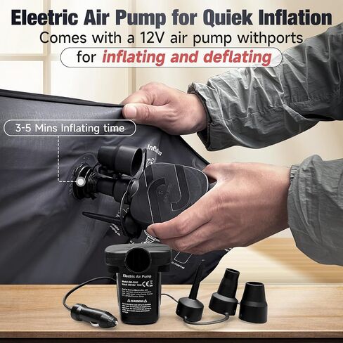 Back Seat Car Air Mattress: Inflatable SUV Car Camping Bed for Truck Van, Thickened Double-Sided Flocking Travel Car Sleeping Pad with Air Pump 2 Pillows in Kuwait
