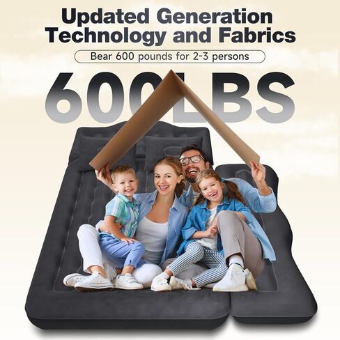 Back Seat Car Air Mattress: Inflatable SUV Car Camping Bed for Truck Van, Thickened Double-Sided Flocking Travel Car Sleeping Pad with Air Pump 2 Pillows in Kuwait