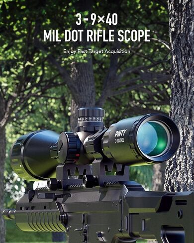 Pinty Rifle Scope AO Red Green Blue Illuminated Mil Dot with Flip-Open Covers, Sunshade Tube in Kuwait