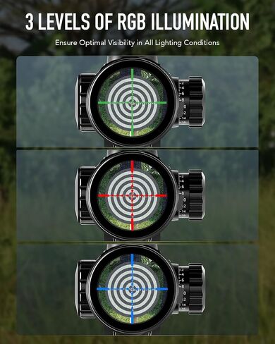Pinty Rifle Scope AO Red Green Blue Illuminated Mil Dot with Flip-Open Covers, Sunshade Tube in Kuwait