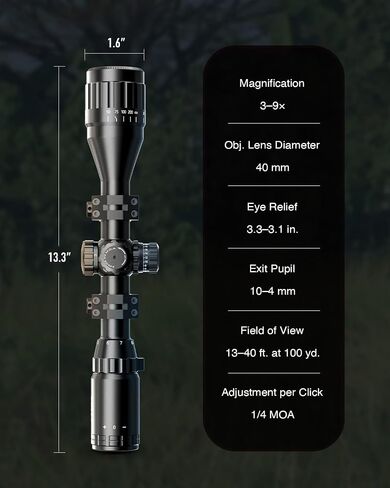 Pinty Rifle Scope AO Red Green Blue Illuminated Mil Dot with Flip-Open Covers, Sunshade Tube in Kuwait