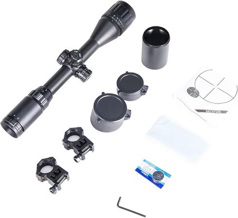 Pinty Rifle Scope AO Red Green Blue Illuminated Mil Dot with Flip-Open Covers, Sunshade Tube in Kuwait