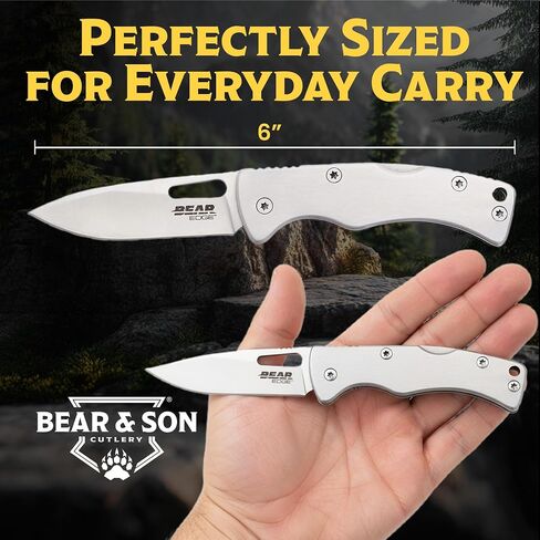 Bear Edge Money Clip 2.75" Lockback Folding Pocket Knife - 2 Inch Stainless Steel Drop Point Blade - Compact Lightweight EDC Tool for Everyday Carry - Slim Utility Folder with Integrated Money Clip in Kuwait