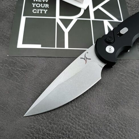 HUAAO 7.5" Manually operated button-lock Folding Pocket Knife, 2.8" D2 Blade Aluminum Alloy Handles with Pocket Clip and Lanyard Loop for EDC in Kuwait