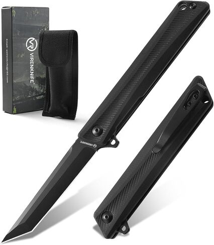 VIRENKNIFE Pink Pocket Knife for EDC, 3.6" D2 Steel Blade Folding Knife with G10 Handle, Safety Liner Lock, Flip Opening, Deep Pocket Clip, Folding Utility Knife with Unique Donut Design in Kuwait