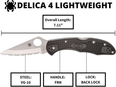 Spyderco Delica 4 Lightweight Signature Folding Pocket Knife, SpyderEdge in Kuwait