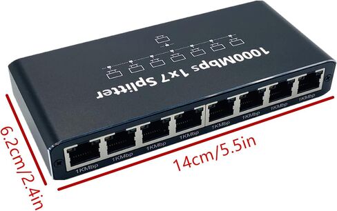 DC 5V RJ45 Gigabit Ethernet Splitter 1 to 7 Out LAN Network Adapter Up to 1000Mbps for ADSL, TVs in Kuwait