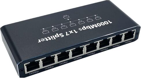 DC 5V RJ45 Gigabit Ethernet Splitter 1 to 7 Out LAN Network Adapter Up to 1000Mbps for ADSL, TVs in Kuwait