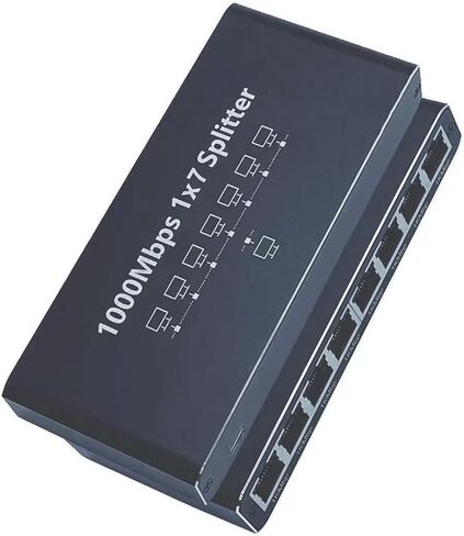 DC 5V RJ45 Gigabit Ethernet Splitter 1 to 7 Out LAN Network Adapter Up to 1000Mbps for ADSL, TVs in Kuwait