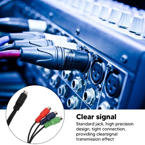 11.8in MINI DIN 9 Pin Male to 3RCA Female Cable Plug and Play Universal RGB Video Adapter Cable RGB Connection in Kuwait