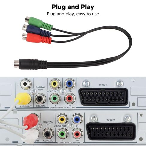 11.8in MINI DIN 9 Pin Male to 3RCA Female Cable Plug and Play Universal RGB Video Adapter Cable RGB Connection in Kuwait
