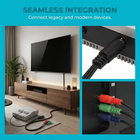 11.8in MINI DIN 9 Pin Male to 3RCA Female Cable Plug and Play Universal RGB Video Adapter Cable RGB Connection in Kuwait
