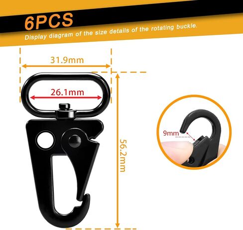 CooBigo 6 Pack Metal Swivel Snap Hook 1-inch Car Keys Chain Clip Heavy Duty Keychain Attachments for Paracord Bracelets Necklaces Molle Bags Accessories in Saudi Arabia