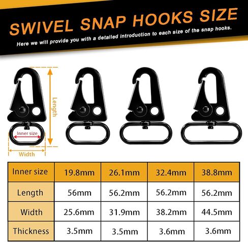 CooBigo 6 Pack Metal Swivel Snap Hook 1-inch Car Keys Chain Clip Heavy Duty Keychain Attachments for Paracord Bracelets Necklaces Molle Bags Accessories in Saudi Arabia