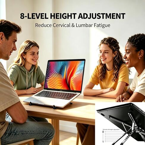4-in-1 Foldable Laptop Stand with N52 Magnetic Phone Holder, Portable Aluminum Computer Stand for MacBook/ iPad/ Tablet, Adjustable Ergonomic Desk Stand for Home Office College Dorm & Travel Giftable in Kuwait