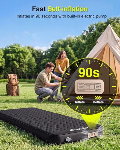 TaskStar 4" Self Inflating Sleeping Pad for Camping with Pillow, Electric Foam & Air Camping Sleeping Pad, 9.5 R-Value, 4 Season Air Mattress for Camping Essentials Gear for Tent Travel Car Cot in Kuwait