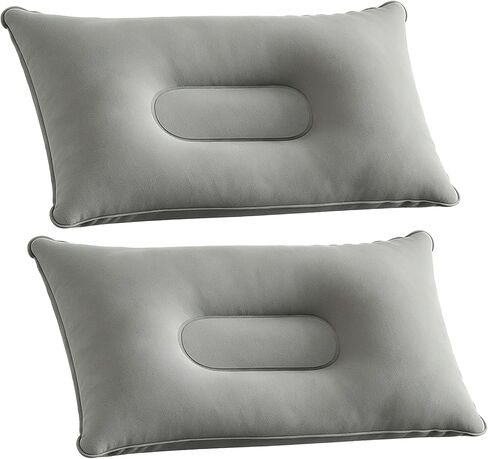 2 Pack Small Squared Flocked Fabric Air Pillow for Hiking/Camping,Gray in Kuwait