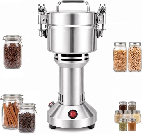 Electric Spice Grinder 250g, 1200W Stainless Steel 304 Electric Herbs 250g Capacity High Speed 28000RPM Multifunctional Home Use Spice Mill Masala Grinder Machine in Kuwait