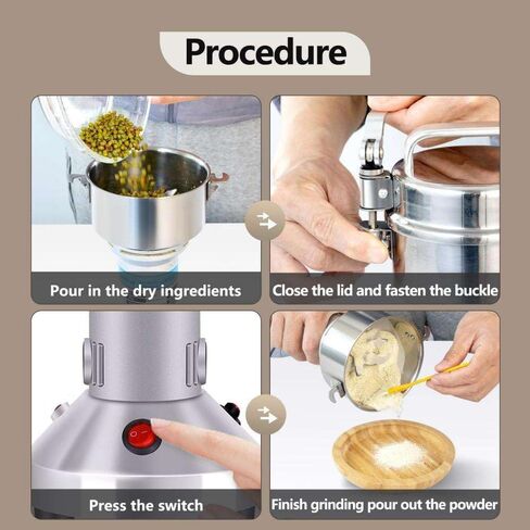 Electric Spice Grinder 250g, 1200W Stainless Steel 304 Electric Herbs 250g Capacity High Speed 28000RPM Multifunctional Home Use Spice Mill Masala Grinder Machine in Kuwait