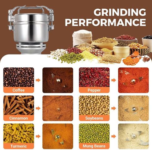 Electric Spice Grinder 250g, 1200W Stainless Steel 304 Electric Herbs 250g Capacity High Speed 28000RPM Multifunctional Home Use Spice Mill Masala Grinder Machine in Kuwait
