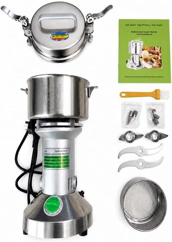Factory Price Spices Grinder Machine Electric Flour Mill Grinding Machine for Grain Dry Grinder Spice Grinder 800g, 304 Stainless Steel High Speed 28000RPM 1600W in Kuwait