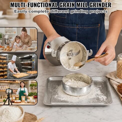 Factory Price Spices Grinder Machine Electric Flour Mill Grinding Machine for Grain Dry Grinder Spice Grinder 800g, 304 Stainless Steel High Speed 28000RPM 1600W in Kuwait