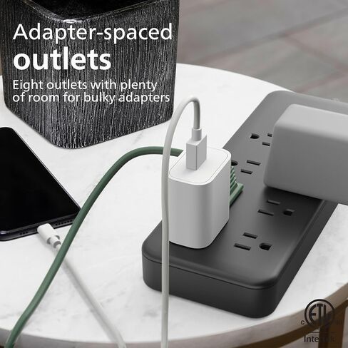 Philips Surge Protector Power Strip, 8 Ft Braided Extension Cord in Kuwait