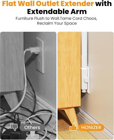 Flat Outlet Extender Stick,6 Widely Outlets,20W USBC,Extendable 11.6"-35.4" in Kuwait