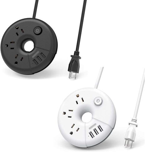 NTONPOWER Compact Power Strip with USB Bundle, 3 Outlets 3 USB Portable Desktop Charging Station with 5ft Extension Cord for Office, Home, Hotels, Cruise Ship, Nightstand in Kuwait
