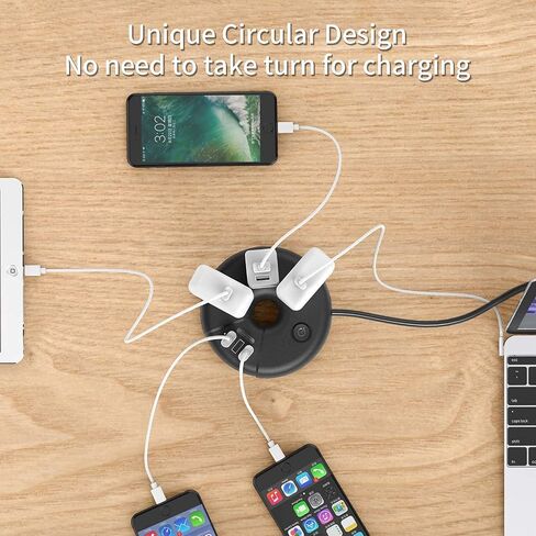 NTONPOWER Compact Power Strip with USB Bundle, 3 Outlets 3 USB Portable Desktop Charging Station with 5ft Extension Cord for Office, Home, Hotels, Cruise Ship, Nightstand in Kuwait