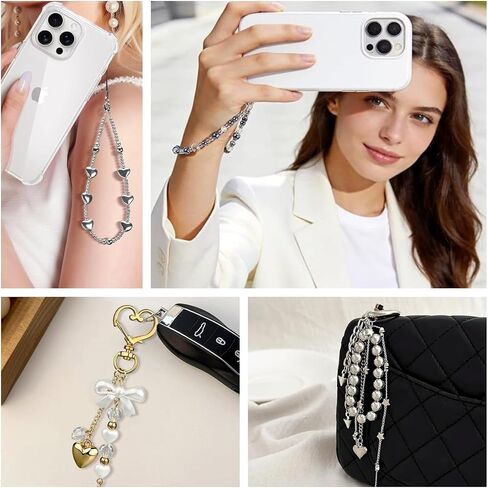 Bloomish Phone Charm - Handmade Black Bow & Heart Beaded Camera in Kuwait