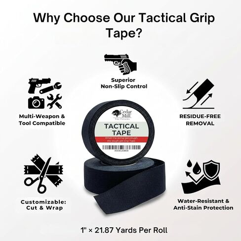 Water-Resistant Gun Grip Tape, Non-Slip Tactical Adhesive Tape, Black Wrap in Kuwait