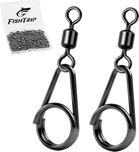 FishTrip Fishing Swivels Snap with Pear Oval Split Ring Black Nickel in Kuwait