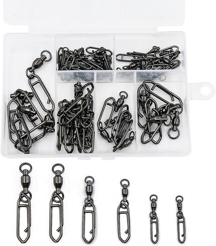 Natufish Fishing Snap Swivels 50/110Pcs High Strength for Saltwater Fishing in Kuwait